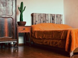 Rustic Pine Wooden Bed